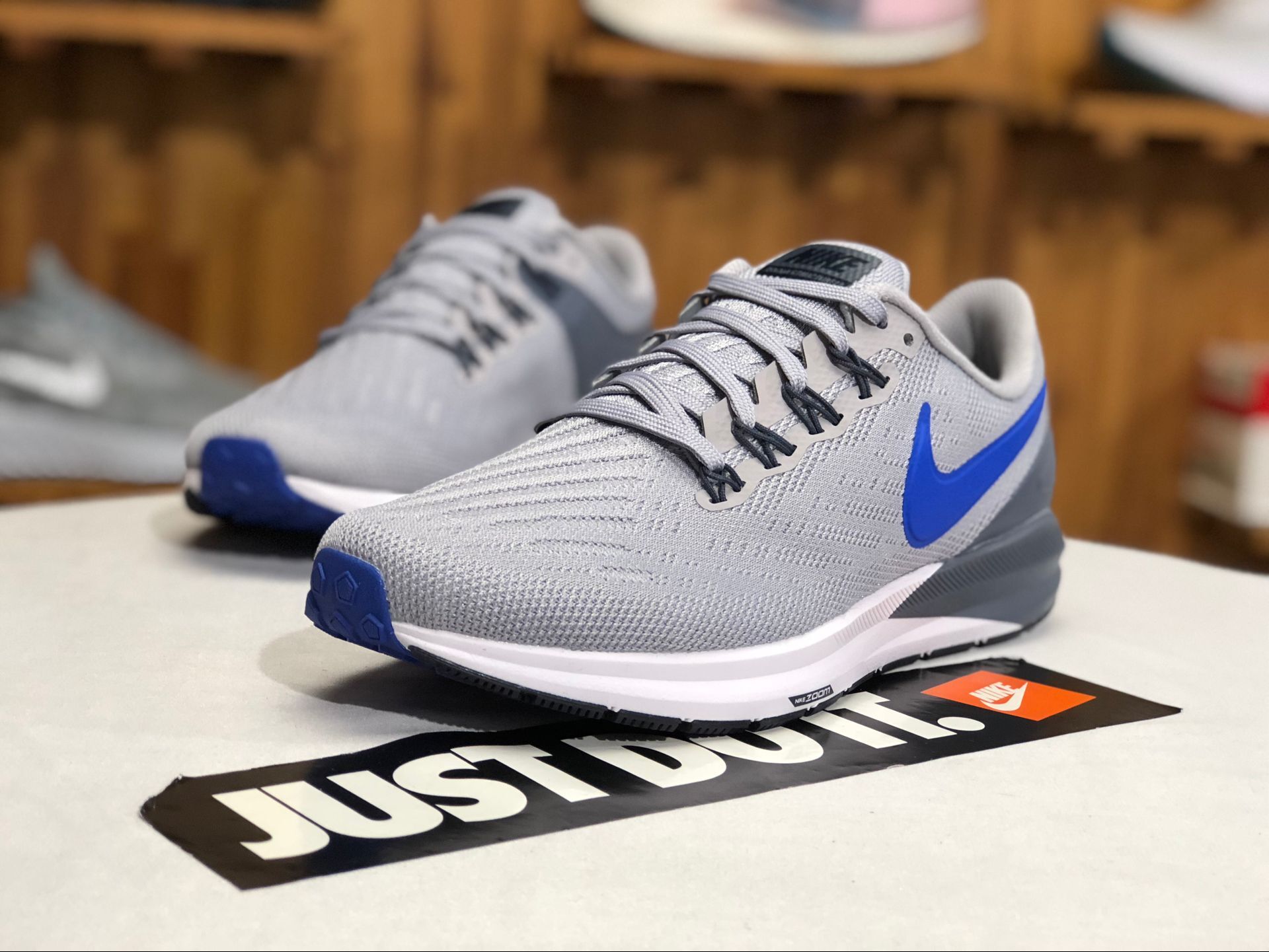 Women Nike Air Zoom Structure 22 Grey Blue Shoes